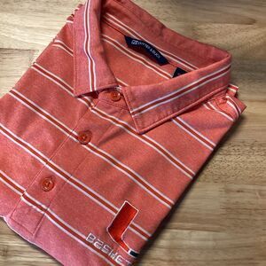 Men’s Cutter &‎ Buck Miami Hurricanes Striped Polo -XL - Orange